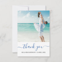 Custom Photo Modern Beach Wedding thank you Theme