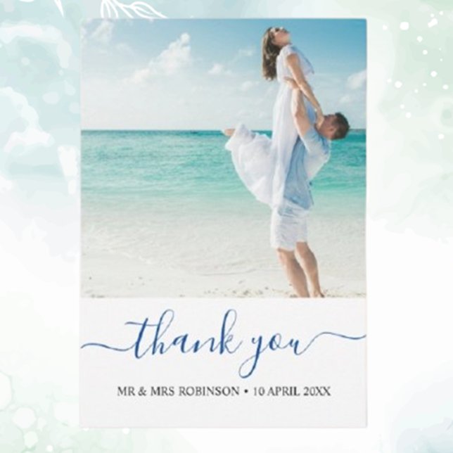Custom Photo Modern Beach Wedding thank you Theme (Express heartfelt gratitude with custom photo modern beach wedding thank you cards. Personalize your)