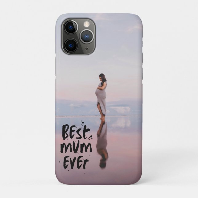 Custom Photo Modern Best Mum Ever Case-Mate iPhone Case (Back)