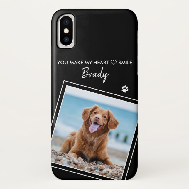 Custom Photo Modern Black Pet Dog Case-Mate iPhone Case (Back)