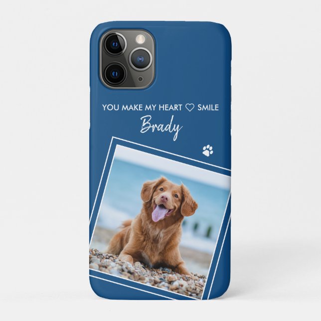 Custom Photo Modern Blue Dog Case-Mate iPhone Case (Back)