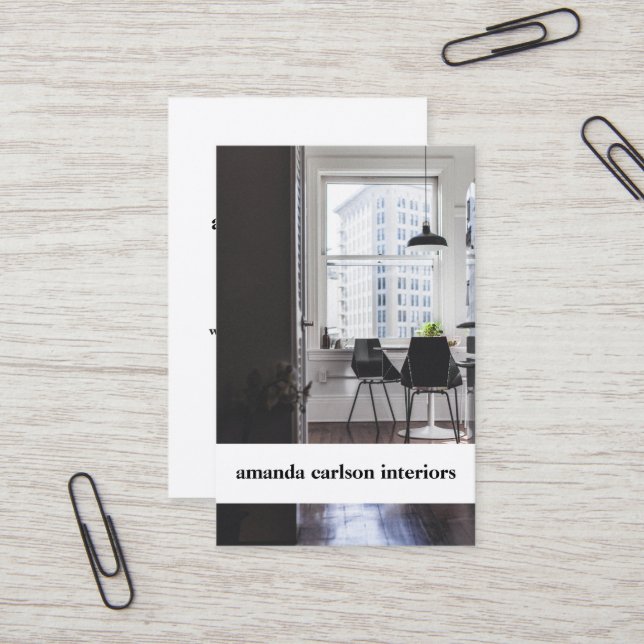 Custom Photo modern bold white Architects designer Business Card (Front/Back In Situ)