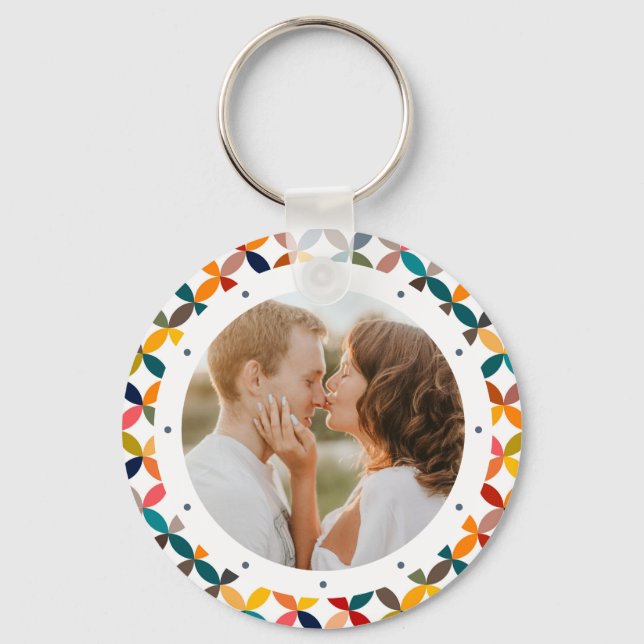 Custom Photo Modern Colorful Personalized Key Ring (Front)