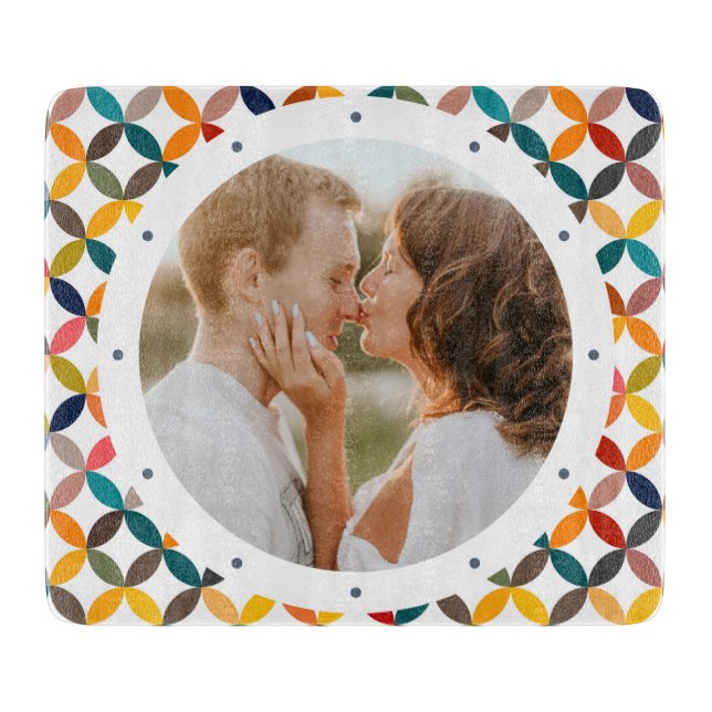 Custom Photo Modern Colourful Personalised Cutting Board (Front)