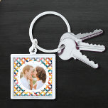 Custom Photo Modern Colourful Personalised Key Ring<br><div class="desc">Custom Photo Modern Colourful Personalised Keychain features a colourful modern geometric pattern with your favourite photo in the centre. PHOTO TIP: centre your photo prior to uploading to Zazzle. Perfect as a gift for mum,  dad,  grandparents,  friends,  family and more. Designed by Evco Studio www.zazzle.com/store/evcostudio</div>