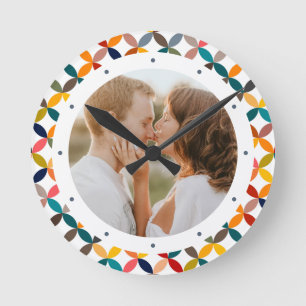 Custom Photo Modern Colourful Personalised Round Clock