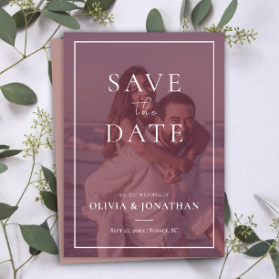 custom Photo Modern Dusty Pink Save the Date Invitation