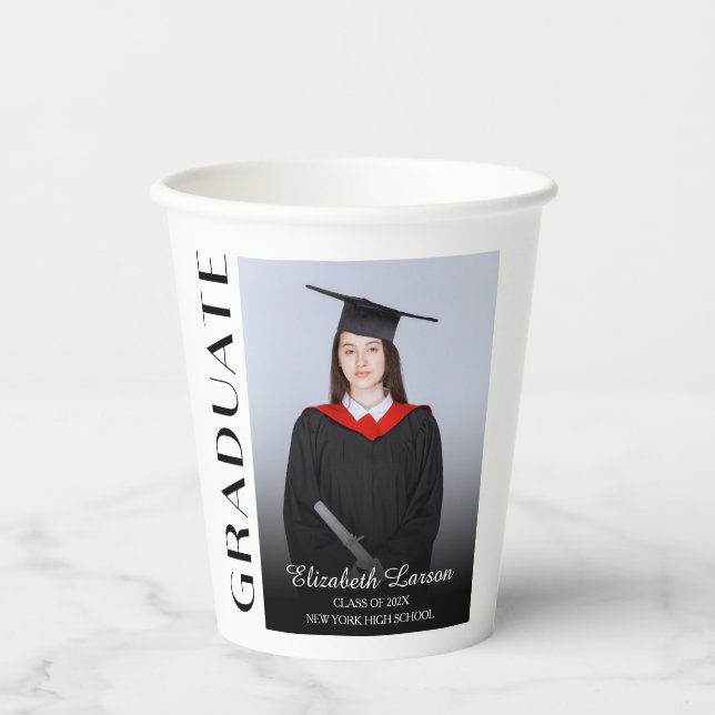 Custom Photo Modern Elegant Senior Graduation Part Paper Cups (Front)