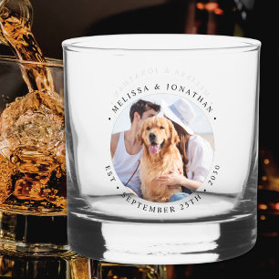 Custom Photo Modern Elegant Wedding  Whiskey Glass