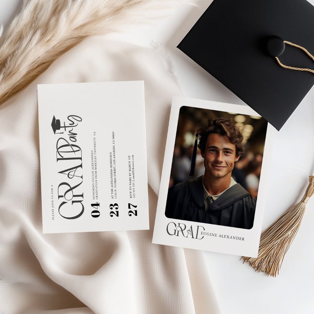Custom Photo Modern Graduation Party Invite (Creator Uploaded)