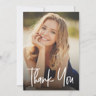 Custom photo modern handlettering birthday thank you card