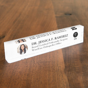 Custom Photo Modern Professional Office Nameplate