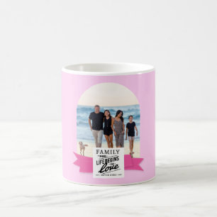 Custom photo modern quote family ribbon love coffee mug