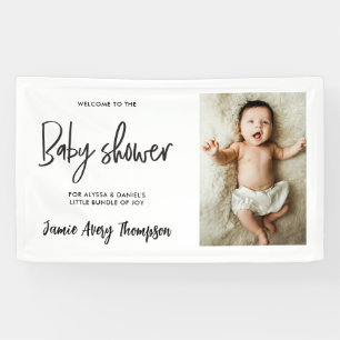 Custom photo Modern Script Baby Shower Welcome  Banner