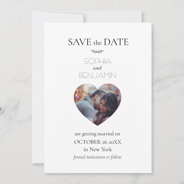 Custom Photo Modern Simple And Minimalist Wedding  Save The Date (Front)