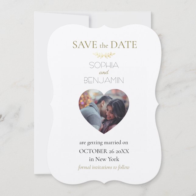 Custom Photo Modern Simple And Minimalist Wedding  Save The Date (Front)