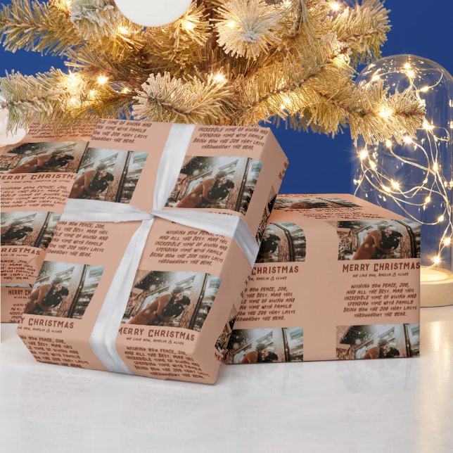 Custom Photo Modern Typography Message Christmas Wrapping Paper (Holidays)