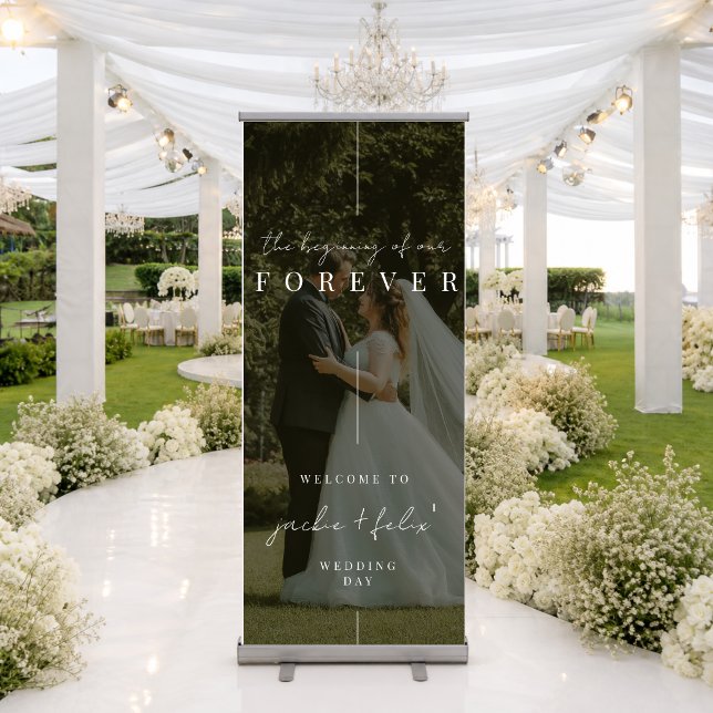 Custom Photo Modern Wedding Welcome Retractable Banner (Creator Uploaded)