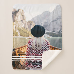 Custom Photo   Modern with Lines Sherpa Blanket