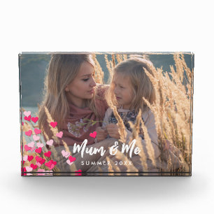 Custom Photo Modern Writing Scattered Pink Hearts