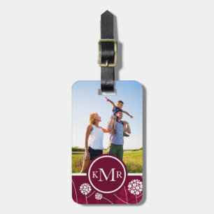 Custom Photo & Monogram Abstract floral pattern Luggage Tag