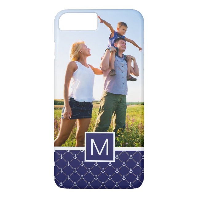 Custom Photo & Monogram Anchor pattern Case-Mate iPhone Case (Back)