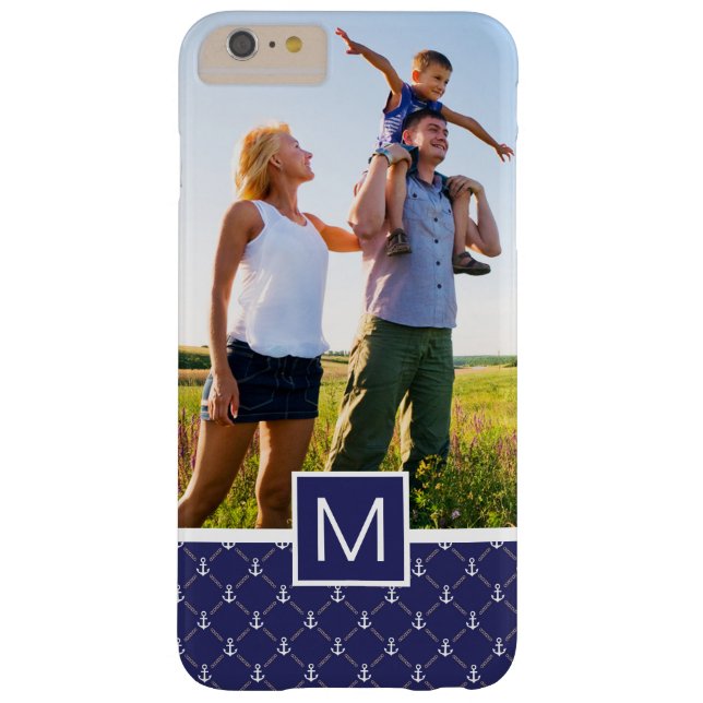 Custom Photo & Monogram Anchor pattern Case-Mate iPhone Case (Back)