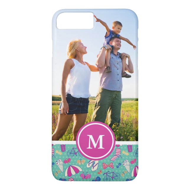 Custom Photo & Monogram Beautiful Summer Pattern Case-Mate iPhone Case (Back)