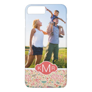 Custom Photo & Monogram Bright floral pattern iPhone 8 Plus/7 Plus Case