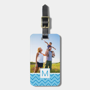 Custom Photo & Monogram Chevron Pattern Background Luggage Tag