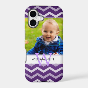 Custom Photo & Monogram Chevron Pattern Purple
