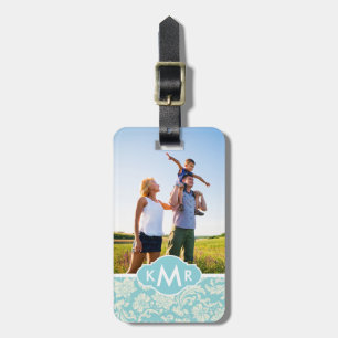 Custom Photo & Monogram Damask Pattern 3 Luggage Tag