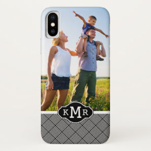 Custom Photo & Monogram Geometric checked texture iPhone X Case