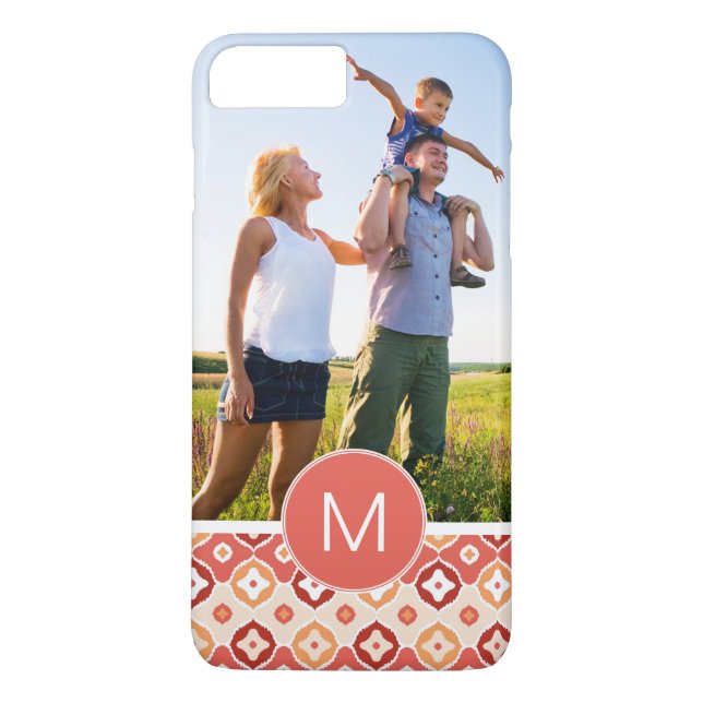 Custom Photo & Monogram Golden Ikat Pattern Case-Mate iPhone Case (Back)