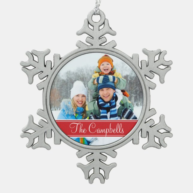 Custom Photo Monogram Holiday Ornament (Front)