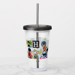 Custom Photo Monogram Initial Letter Personalised Acrylic Tumbler