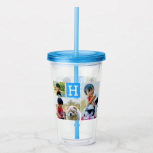 Custom Photo Monogram Initial Letter Personalised Acrylic Tumbler