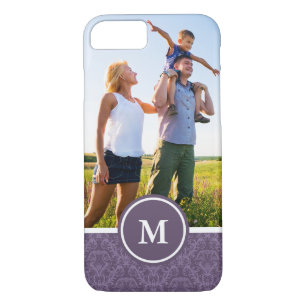 Custom Photo & Monogram Luxury Purple Wallpaper iPhone 8/7 Case