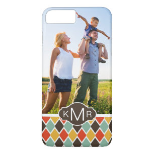 Custom Photo & Monogram Modern ikat tribal pattern iPhone 8 Plus/7 Plus Case