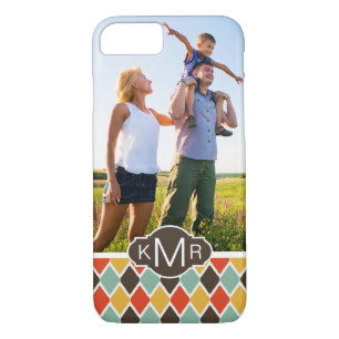 Custom Photo & Monogram Modern Ikat Tribal Pattern iPhone 8/7 Case