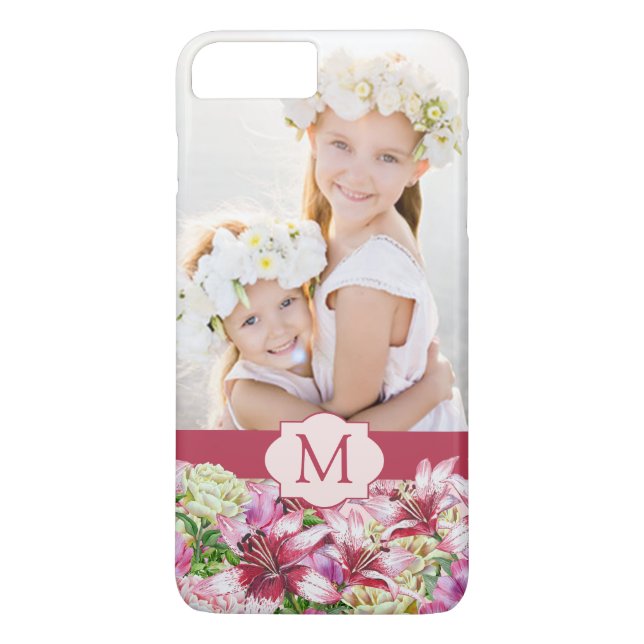 Custom Photo Monogram Photo Burgundy Case-Mate iPhone Case (Back)