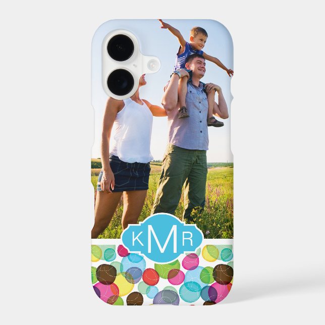 Custom Photo & Monogram Round bubbles pattern 2 (Back)