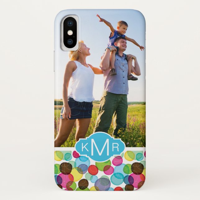 Custom Photo & Monogram Round bubbles pattern 2 Case-Mate iPhone Case (Back)