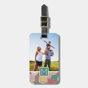 Custom Photo & Monogram Stylish floral pattern Luggage Tag