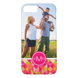 Custom Photo & Monogram Triangles pattern iPhone 8/7 Case