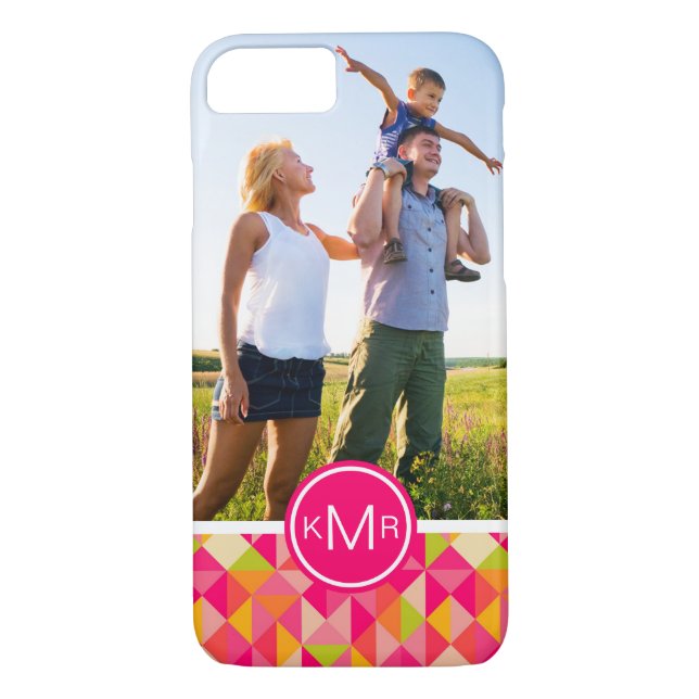 Custom Photo & Monogram Triangles pattern Case-Mate iPhone Case (Back)