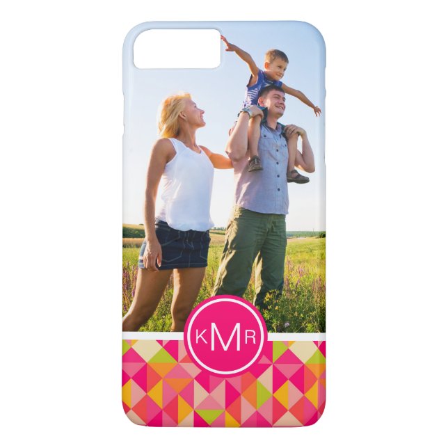 Custom Photo & Monogram Triangles pattern Case-Mate iPhone Case (Back)