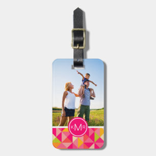 Custom Photo & Monogram Triangles pattern Luggage Tag