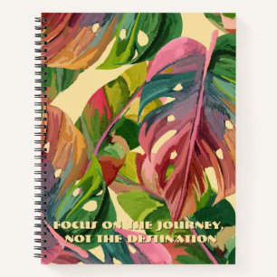 Custom Photo & Monogram Tropical Leaves Aesthetic Notebook