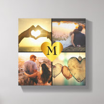 Custom photo montage x4 with heart name monogram